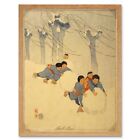 Peinture dessin enfants japonais boule de neige hiver Bertha Lum imprimé art encadré