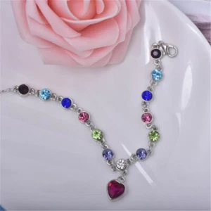 Bling Bracelet Pendant Crystal Bangle Gift Vintage Love Heart Women Girls - Picture 1 of 29
