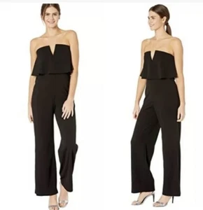 TUTA NUOVA CON ETICHETTE BEBE NERA SCUBA CREPE SENZA SPALLINE SCOLLO A V ZS XS - Foto 1 di 9