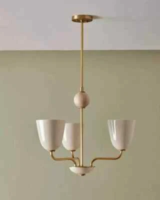 Lola Chandelier, handmade 3 light Walnut ball Large Ceiling décor fixture - Image 1 of 4