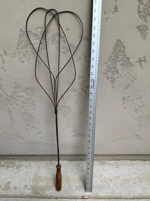 Antique Vintage Rug Beater and Pillow Fluffer w/Wood Handle and Twisted Wire 30" - Image 1 of 4
