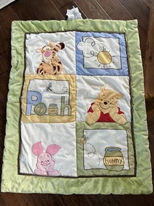 Disney Baby Winnie The Pooh Patchwork Squares Baby Blanket Quilt Comforter - Picture 1 of 4