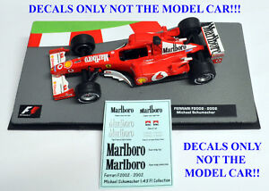 DECALS Michael Schumacher Ferrari F2002 Marlboro 1:43 Formula 1 Car Collection