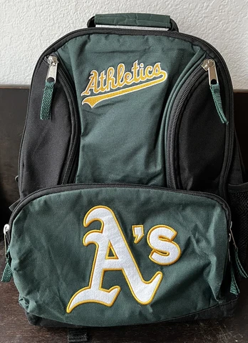 Oakland Athletics Backpack. Black And Green Cover