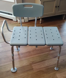 Medline Transfer Bath Bench Seat with Back and Microban Antimicrobial 350" - Picture 1 of 9