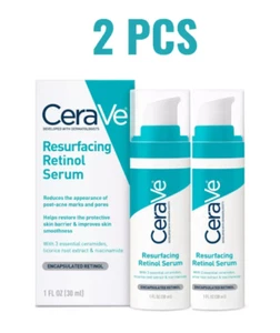 2X 30ml Cerave Resurfacing Skin Renewing Retinol Hydrating Hyaluronic Acid Serum - Picture 1 of 12