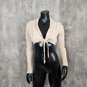 Patrizia Pepe 2 Damen L hellrosa Cropped Tie Front Bolero Cardigan Langarm - Bild 1 von 8