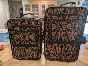 2 PC VINTAGE RAVIANI TAPESTRY STYLE ROLLING LUGGAGE - Picture 1 of 22