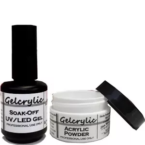 LED/UV Gelcrylic Combo Kit High Gloss Brush-On Gel & Clear Gelcrylic Powder - Picture 1 of 3