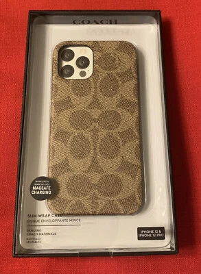 Funda Coach iPhone 12 o 12 Pro Delgada Envoltura Caqui Diseño Protector Foto 1 de 4