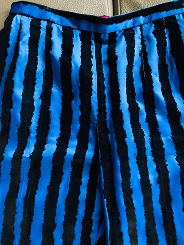 Pantalone Kenzo misto seta prezzo di listino £ 1.645 taglia 36 nero blu brillante Regno Unito