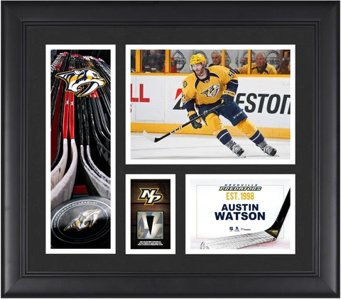 A.Watson Predators Framed 15x17 Collage w/Piece of GU Puck Cover