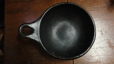 CUENCO DE MADERA MACIZA NEGRO 6 X 8 X 3 CON MANGO PARA COLGAR Foto 1 de 4