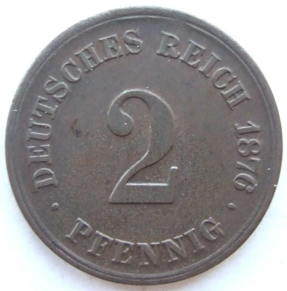 Coin German Reich Empire 2 Pfennig 1876 H IN Extremely fine / - Image 1 of 2