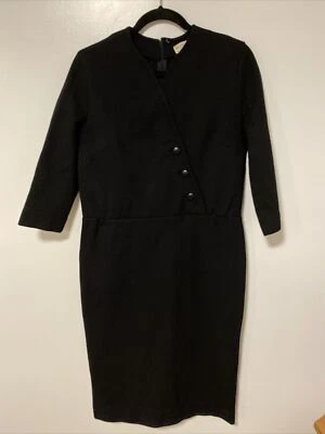 Vintage Butte Knit Black 100% Pure Wool Dress Classic Long Sleeve Medium, 6/8? - Image 1 of 4
