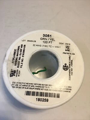 Cable de conexión 3051 22 AWG 7/30 TC 100 ft PVC verde/amarillo NUEVO Foto 1 de 4