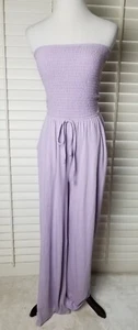 Zenana Jumpsuit M weites Bein gesmokt Oberteil Lavendel Taschen weich bequem - Bild 1 von 15