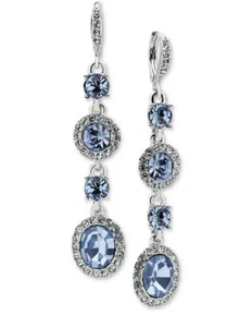 Pendientes colgantes lineales Givenchy tono plata cristal azul GS6 $68 - Imagen 1 de 7