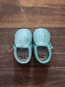 Mint Blue Green Genuine Leather Moccasin - Picture 1 of 1