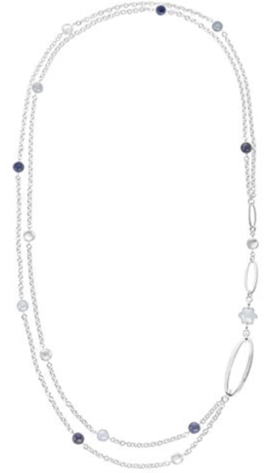 - 40 % Collana Montblanc argento 925 jolite agata blu calcedonio e quarzo 106870 - Immagine 1 di 1