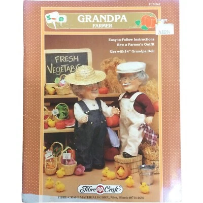 VTG 1993 Fibre-Craft Grandpa Farmer Sewing Pattern For 14" Doll FCM365 - Image 1 of 3