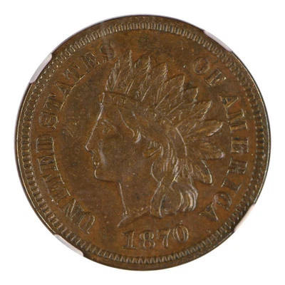 1870 Indian Head Cent NGC AU-55 BN - Image 1 of 4