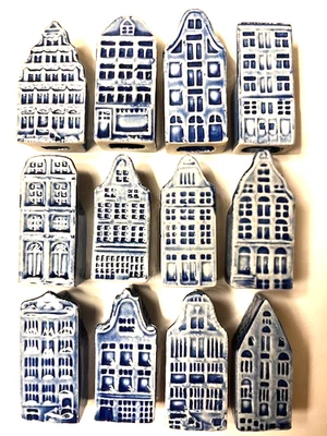 Miniature Hand Painted Blue Delft Houses, 12 Assorted Styles, Good Condition - Image 1 of 4