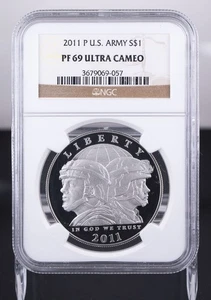 Certified 2011-P Silver $1 NGC PF69 Ultra Cameo Army - Picture 1 of 4