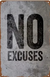 GYM MUSCLE METAL TIN SIGN "NO EXCUSES" MOTIVATION OFICE LIFE WALL ART MOTIVATE - Picture 1 of 1