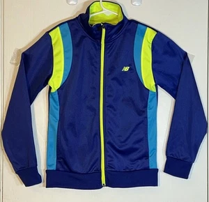 New Balance Little Girl Sz 7/8 Jacket Track Navy Blue Front Zipper Collar Pocket - Picture 1 of 10