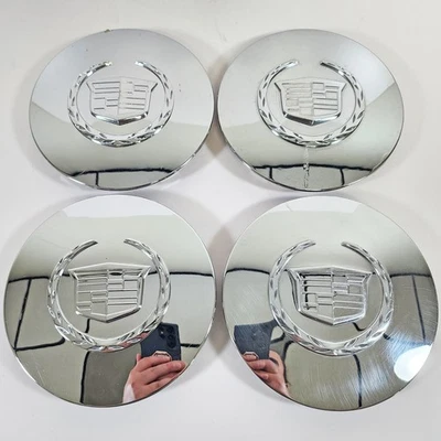 👀 2006-2008 Cadillac DTS # 4601 Chrome Wheel Center Caps GM # 9593259 SET/4 ✅ - Image 1 of 4