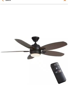 Home Decorators Daniel Island 52 in LED Outdoor Matte Black Ceiling Fan & Remote - Picture 1 of 7