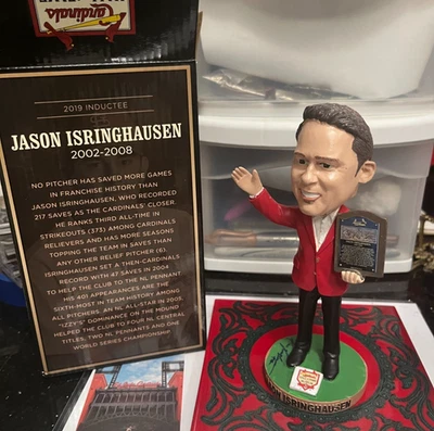 CARDINALS Jason Isringhausen Autographed HOF Museum Bobblehead + Auto Ticket - Image 1 of 4