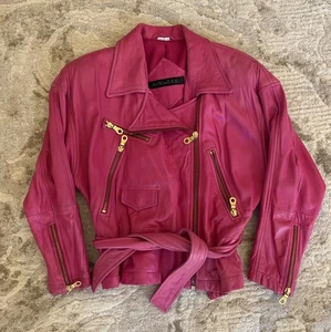 MARC NEW YORK - ANDREW MARC 100% Lederjacke Vintage Raspberry Pink Größe S - Bild 1 von 3