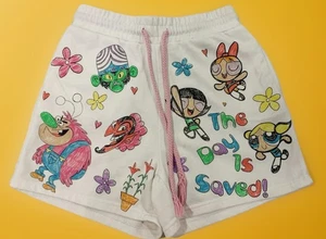 Pantalones Cortos de Sudadera Power Puff Y2K Vintage Tie Dye Púrpura Para Mujer Talla XS Retro X Pequeño - Imagen 1 de 4