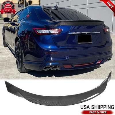 Fit For Maserati Ghibli Sedan 2014-2017 Real Carbon Rear Trunk Lip Wing Spoiler - Image 1 of 4