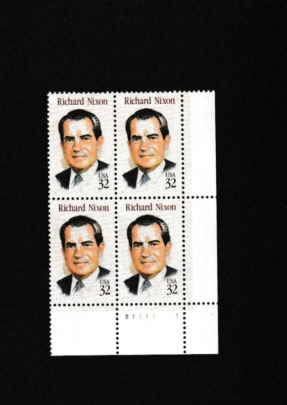 Unused US Postage 4 Block 32c Stamps United States Presidents Richard Nixon - Image 1 of 1