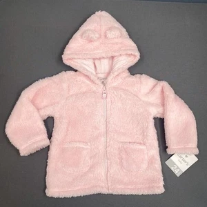 Carters Jacket 24 Month Baby Girl Toddler Sherpa Pink Full Hooded Ears Soft Cozy - Picture 1 of 12