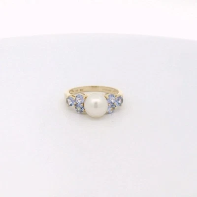 Anillo de oro amarillo de 14k, piedra púrpura - talla 6 (C31022247) Foto 1 de 4