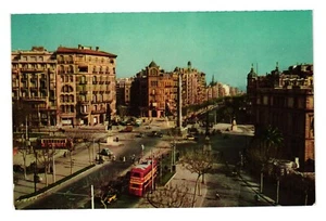 Vintage Barcelona Postcard Plaza De La Victoria Generalisimo Franco Avenue Spain - Picture 1 of 2
