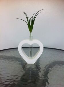 Mango Wood Vase Heart Shape White Home Decor