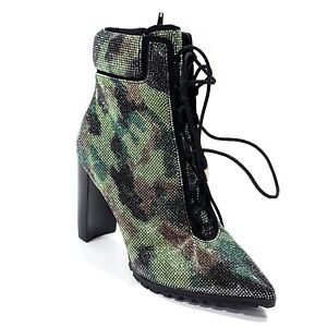 Steve Madden Womens Illisa Ankle Boot Booties Camouflage Rhinestone Size 9.5