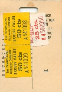 Vintage Railroad Luggage Ticket Pennsylvania RR Philadelphia PA to Youngstown OH - Picture 1 of 2