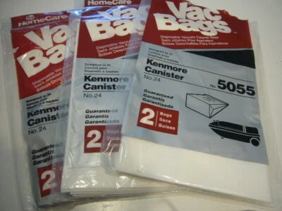 5  DISPOSABLE VACUUM CLEANIG BAGSKENMORE CANISTER # 5055 NO.24 NEW 2 BAGS SEALED - Image 1 of 4