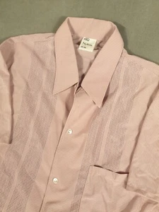 Vintage Nylon Shirts Herren Large 15,5 Pink Kurzarm belüftet 60er 70er Jahre England PROVA - Bild 1 von 9