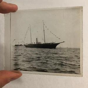 Antique Glass Plate Lantern Slide Image Photo Boat Ship - Picture 1 of 8