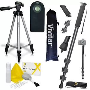 50" VIVITAR TRIPOD + PRO 72" MONOPOD + REMOTE CONTROL FOR SONY ALPHA A6500 - Picture 1 of 5
