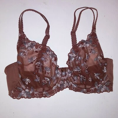 Wacoal Bra 34D Unlined Brown Floral Sheer Underwire - Image 1 of 4