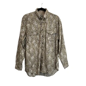 Vintage Express Rider Paisley Brown Long Sleeve Western Button Up Shirt Mens M - Picture 1 of 10