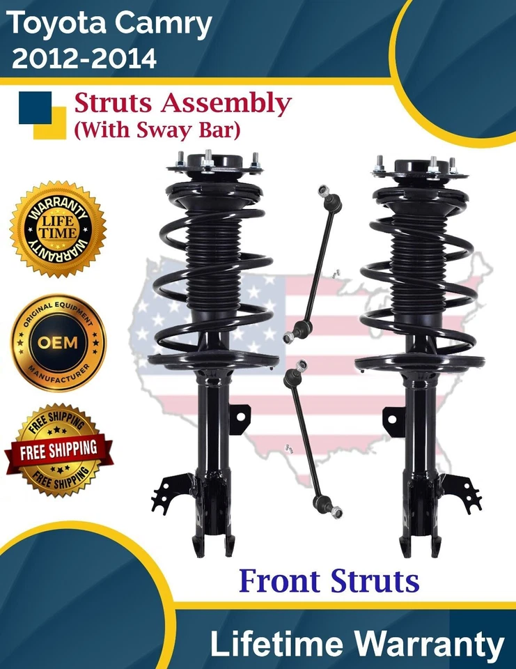 Nuevos puntales delanteros OE con barras estabilizadoras para Toyota Camry 2012-2014 garantía de por vida Foto 1 de 4